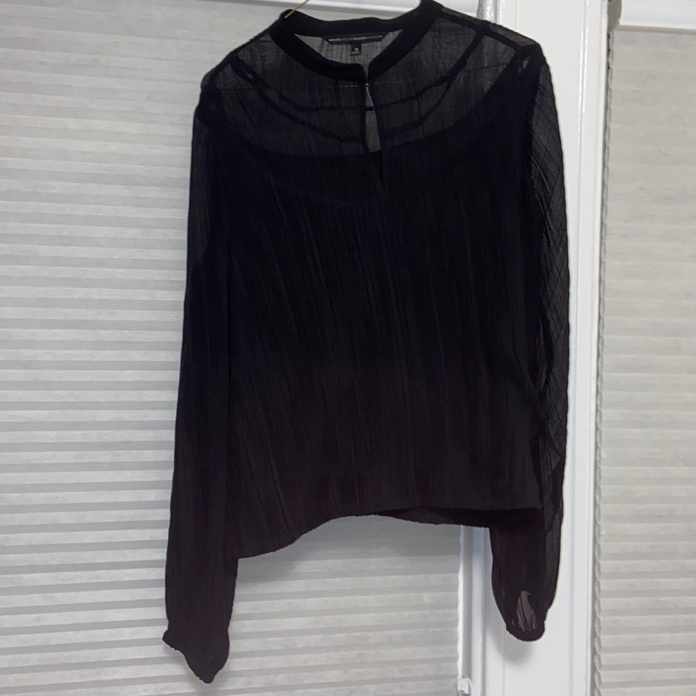 White House Black Market Black Blouse-size M-Puffy sleeves